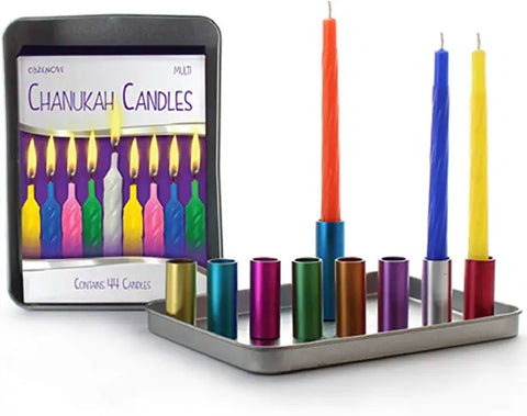 Magnetic Hanukkah Travel Menorah with Colored Candles for Chanukah