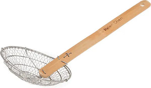 Helen's Asian Kitchen Helen Chen’s Asian Kitchen Stainless Steel Spider Natural Bamboo Handle, 5-Inch Strainer Basket, Wood