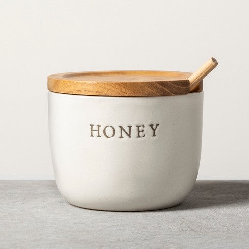 Stoneware Honey Pot with Acacia Wood Dipper and Lid - Hearth & Hand™ with Magnolia